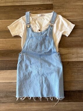 Zara Light Blue Denim Overall Dress